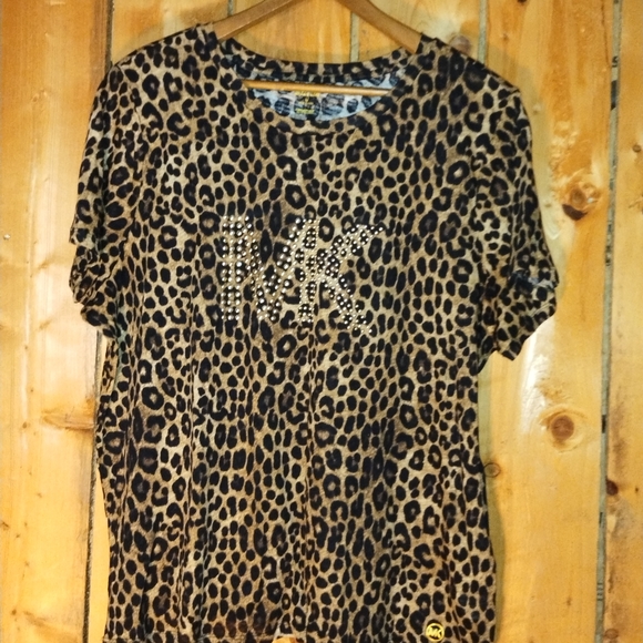 NWOT Michael kors cheetah print blouse with MK logo - Picture 2 of 5